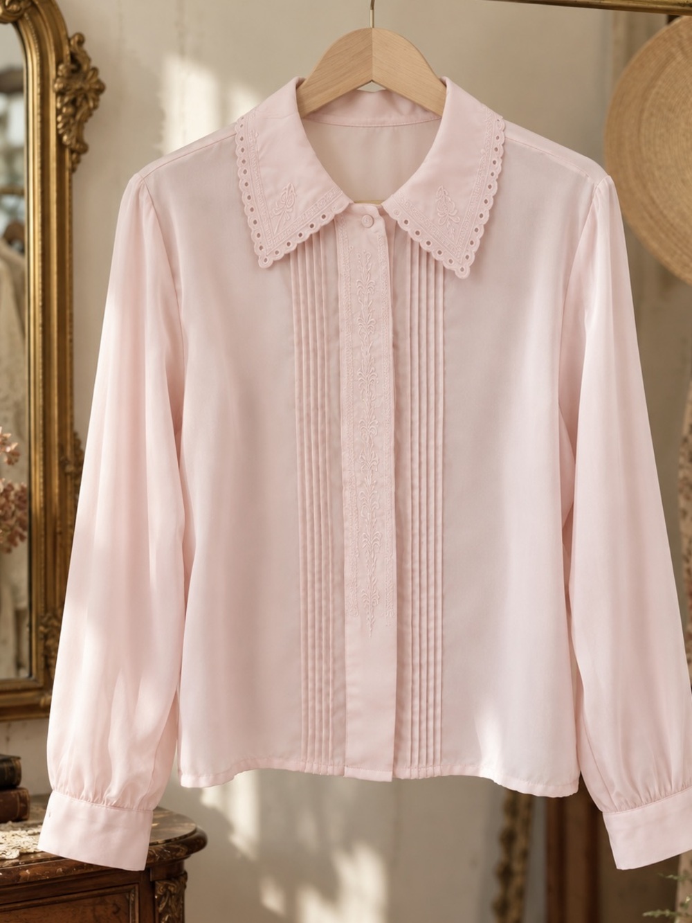 Vintage Blush Pink Blouse | Size Large | Coquette Girl